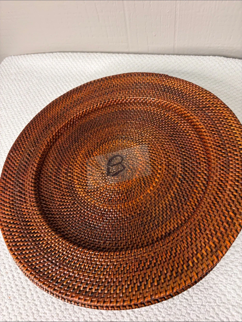 Williams Sonoma Nito Handwoven Charger Plates Set of 4 Caramel Brown 13